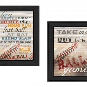 Set Of Two Baseball 1 Black Framed Print Wall Art
