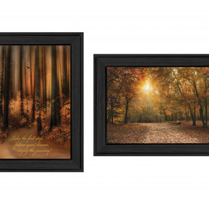 Set Of Two Autumn Black Framed Print Wall Art