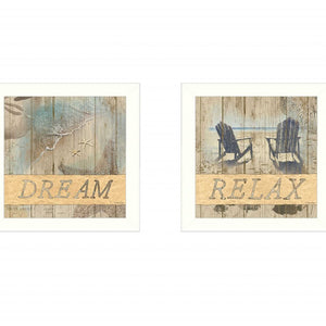 Set Of Two Dream Or Relax White Framed Print Wall Art