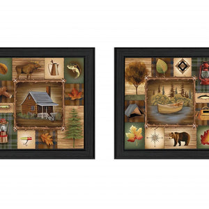 Set Of Two Up North Black Framed Print Wall Art