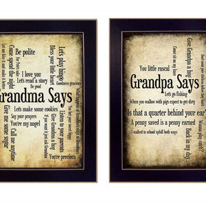 Set Of Two Grandparents Black Framed Print Wall Art