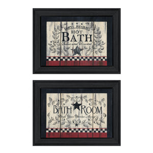 Set Of Two Hot Bath 1 Black Framed Print Wall Art