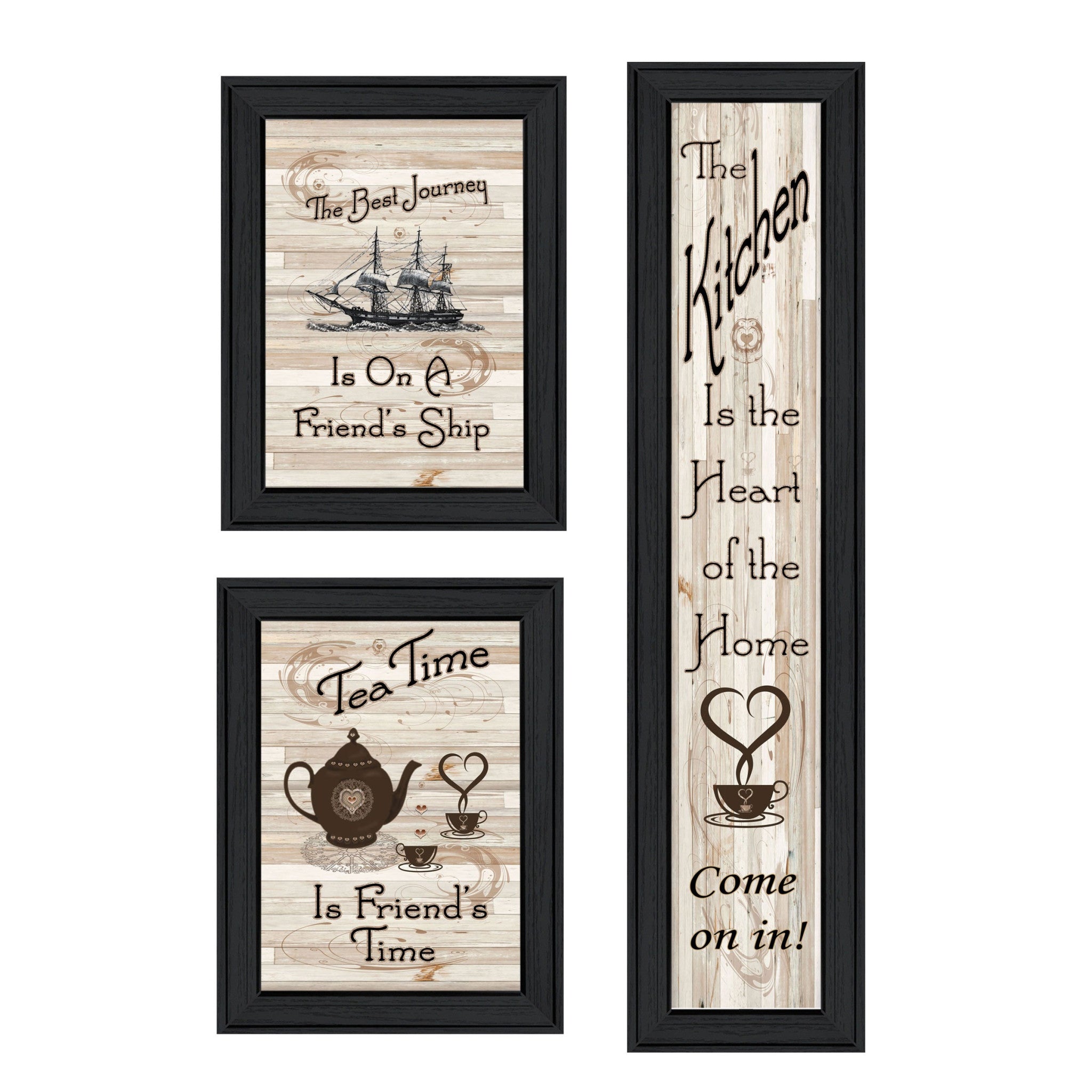 Set Of Three The Kitchen Collection Ii 2 Black Framed Print Kitchen Wall Art