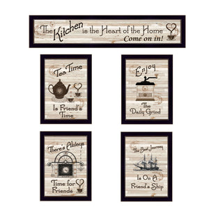 Set Of Five Kitchen Friendship Collection Ii 3 Black Framed Print Kitchen Wall Art
