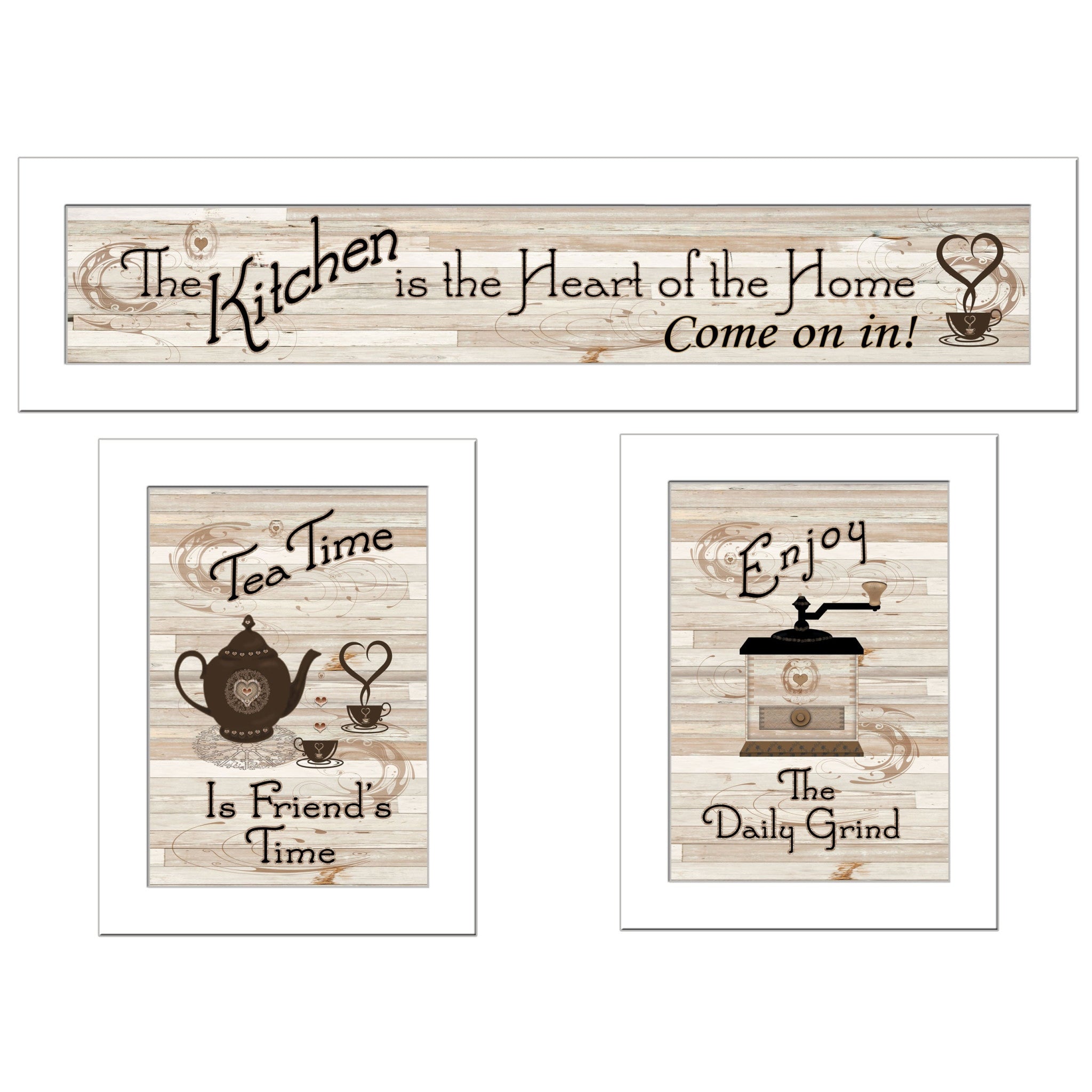 Set Of Three Kitchen Friendship Collection Iii 2 White Framed Print Kitchen Wall Art