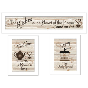 Set Of Three Kitchen Friendship Collection Iii 2 White Framed Print Kitchen Wall Art