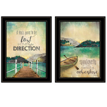 Set Of Two Right Direction Or Adventure 2 Black Framed Print Wall Art
