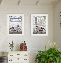 Set Of Two Romantic Bicycles 1 White Framed Print Wall Art