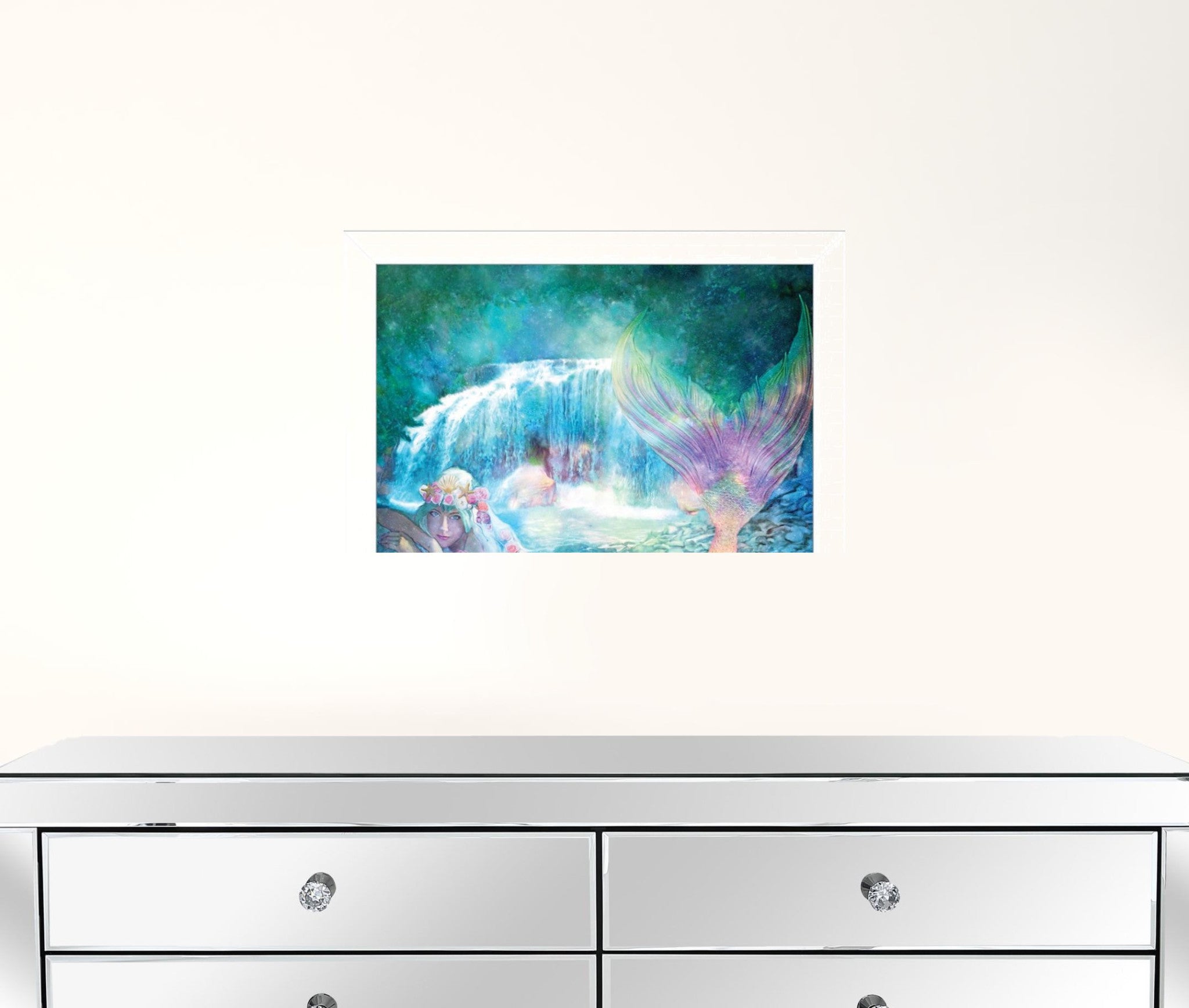 Set Of Two Mermaids 3 White Framed Print Wall Art