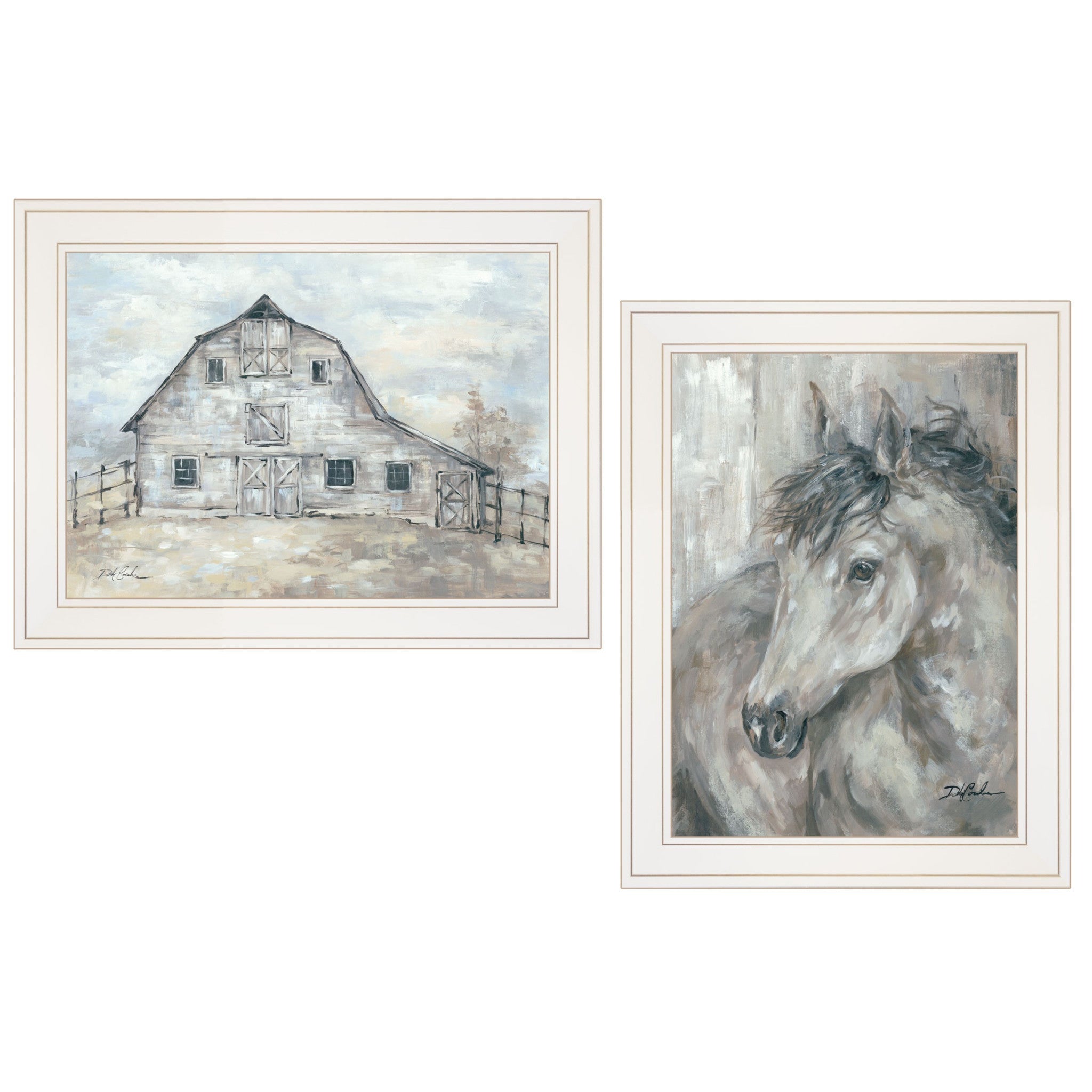 Set Of Two True Spirit Horses 1 White Framed Print Wall Art
