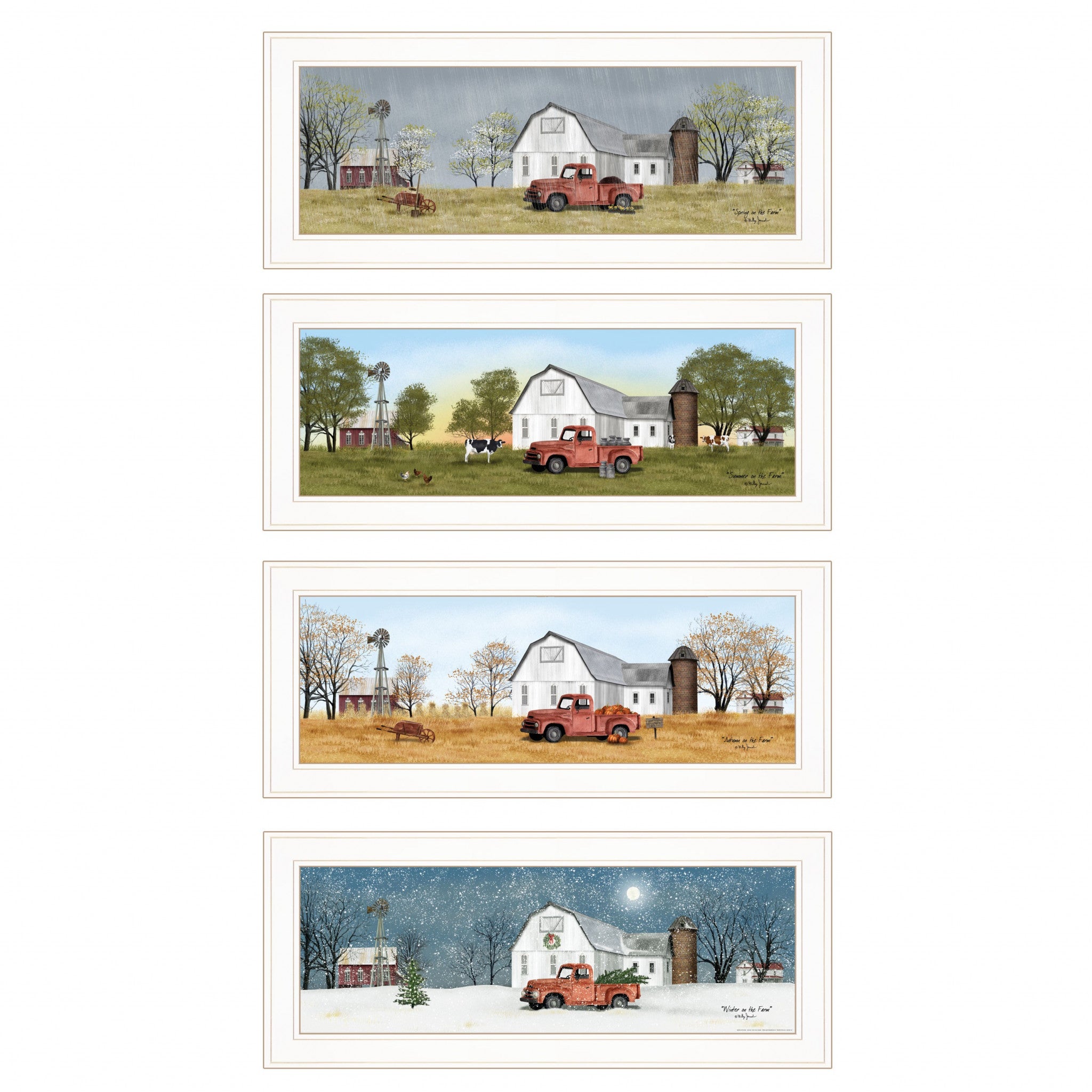 Set Of Four Billy Jacobs Four Seasons Collection V 4-Piece White Frame White Framed Print Wall Art