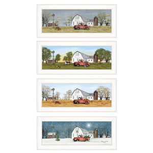 Set Of Four Billy Jacobs Four Seasons Collection V 4-Piece White Frame White Framed Print Wall Art