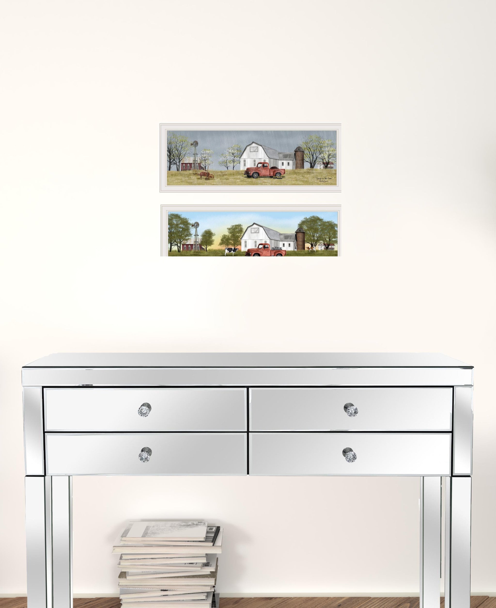 Set Of Two Billy Jacobs Summer Or Spring Seasonal White Frame White Framed Print Wall Art