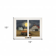 Spooky Harvest Moon Halloween White Framed Print Wall Art