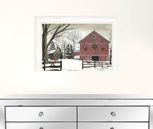 Christmas Barn 1 White Framed Print Wall Art