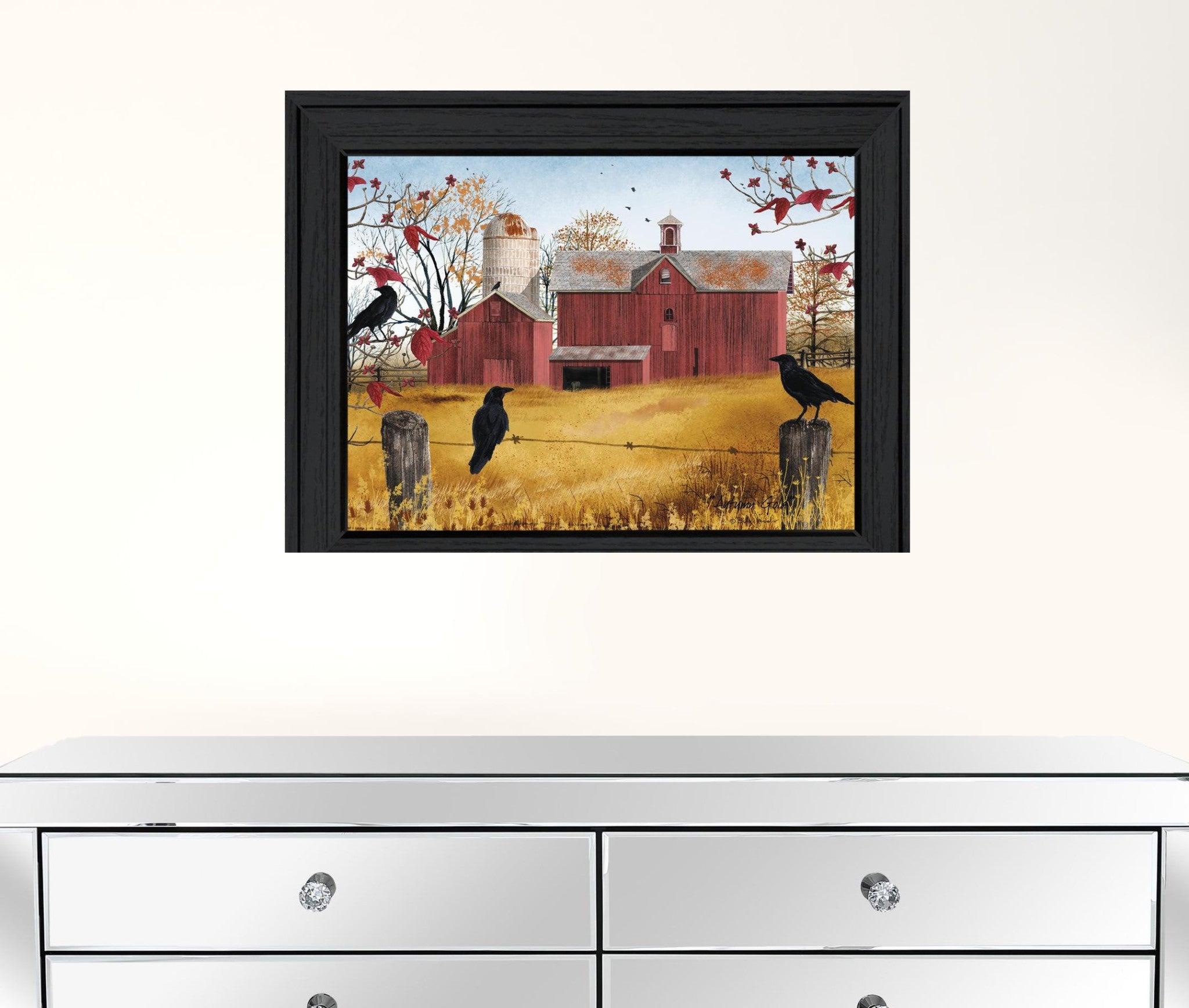 Autumn Gold 4 Black Framed Print Wall Art