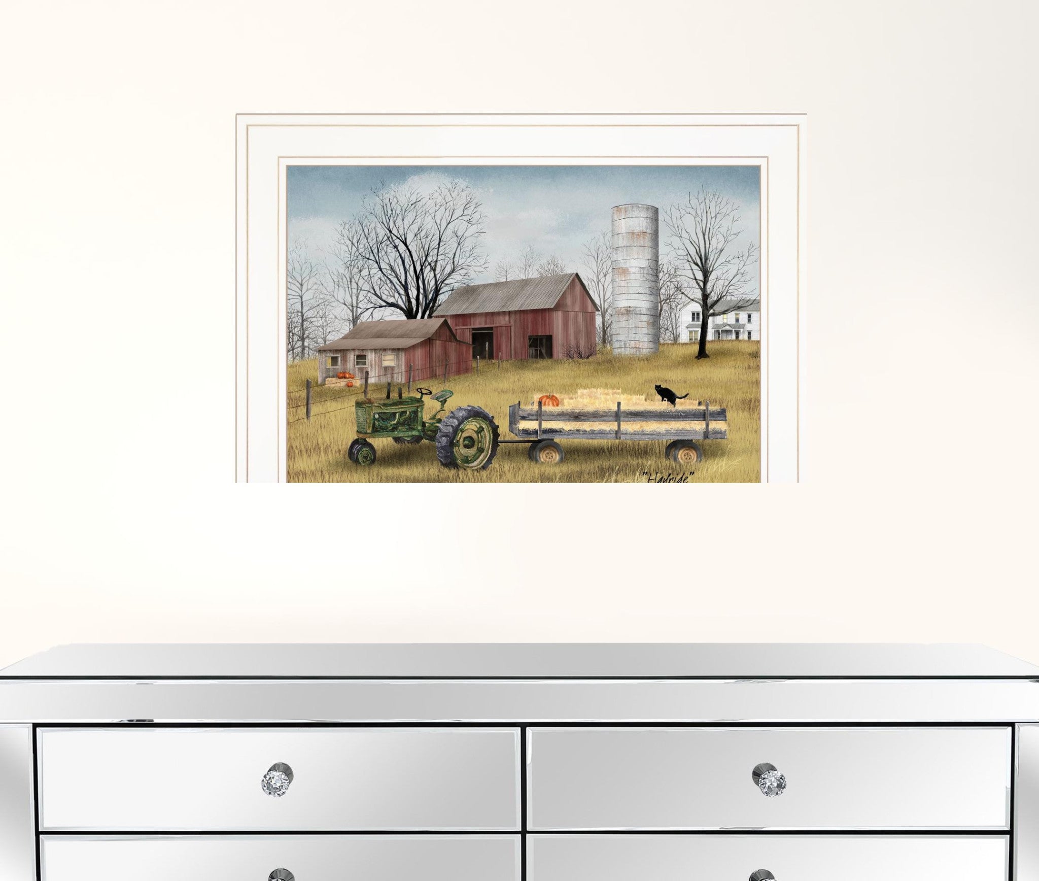 Hayride 1 White Framed Print Wall Art
