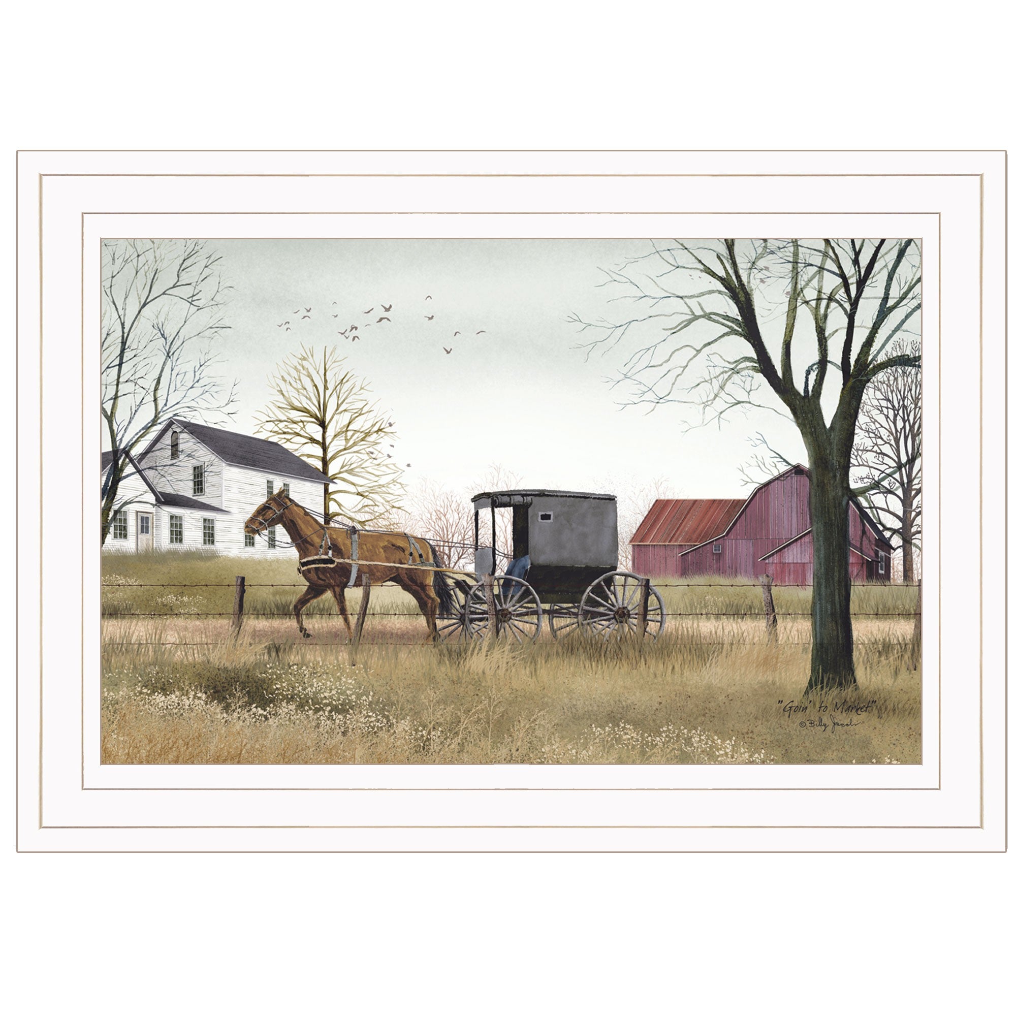 Goin To Market 1 White Framed Print Wall Art