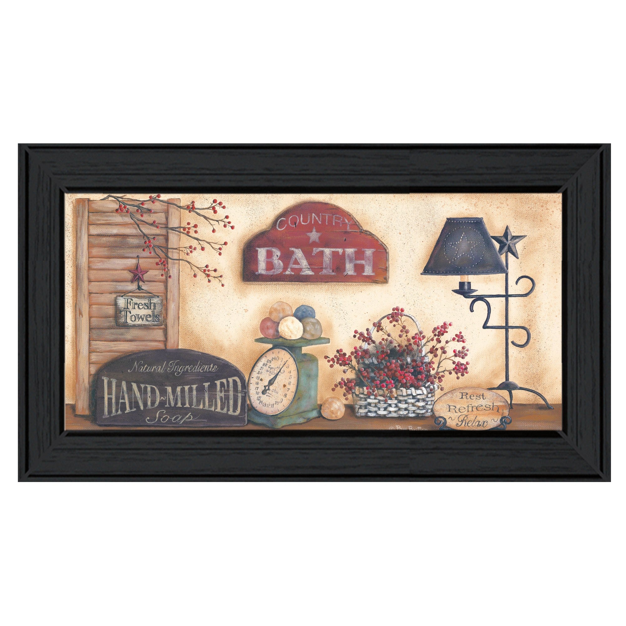Country Bath 9 Black Framed Print Wall Art