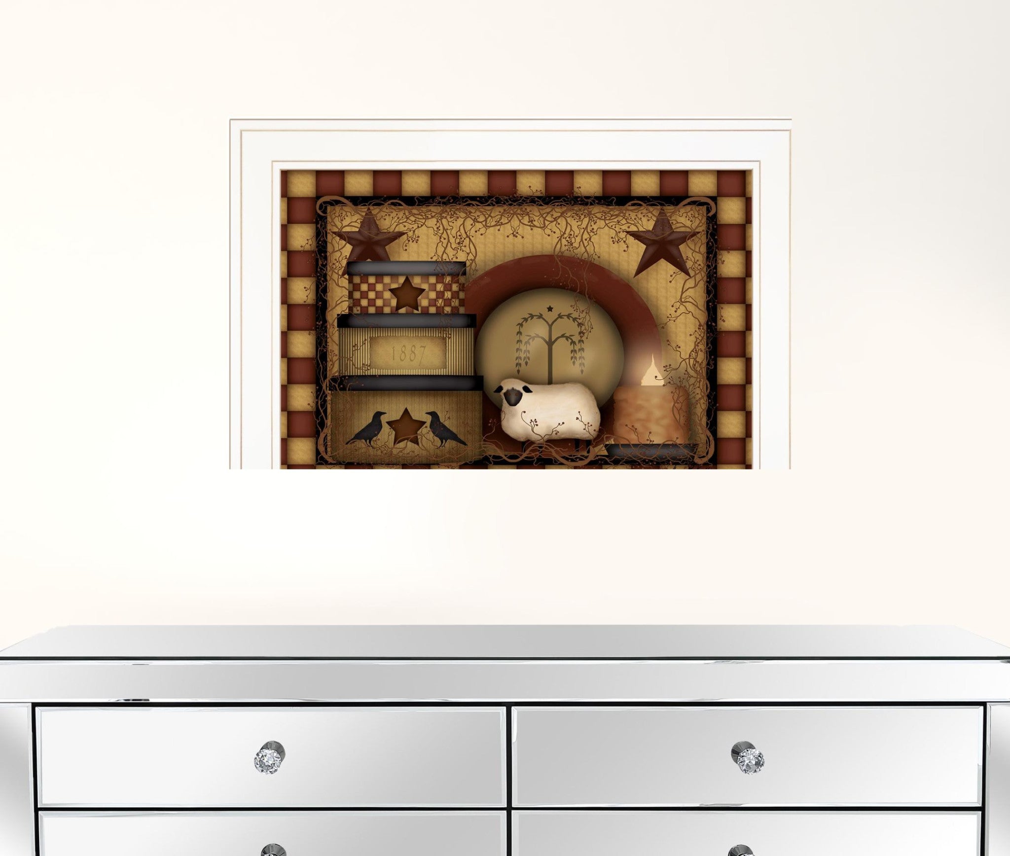 Primitive Starberry 4 White Framed Print Wall Art