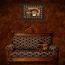 Primitive Americana Lamb and Hat Boxes Black Framed Print Wall Art