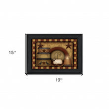 Primitive Americana Lamb and Hat Boxes Black Framed Print Wall Art