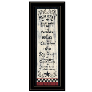 Bath Rules 5 Black Framed Print Wall Art
