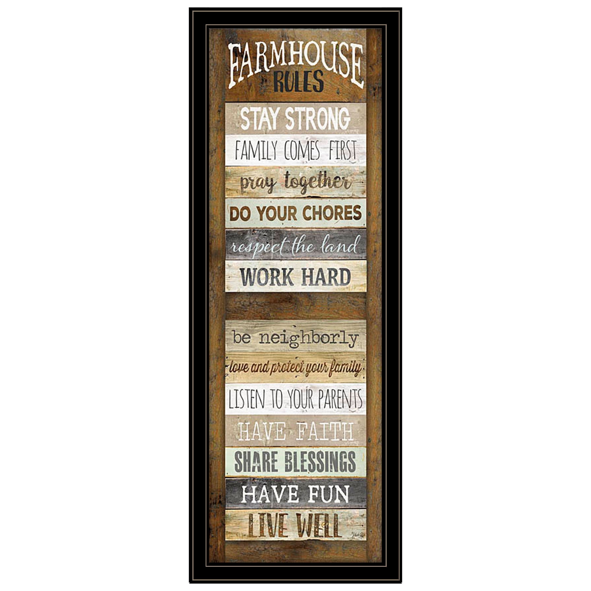 Farmhouse Rules 4 Black Framed Print Wall Art