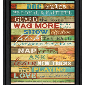Dog Rules 6 Black Framed Print Wall Art