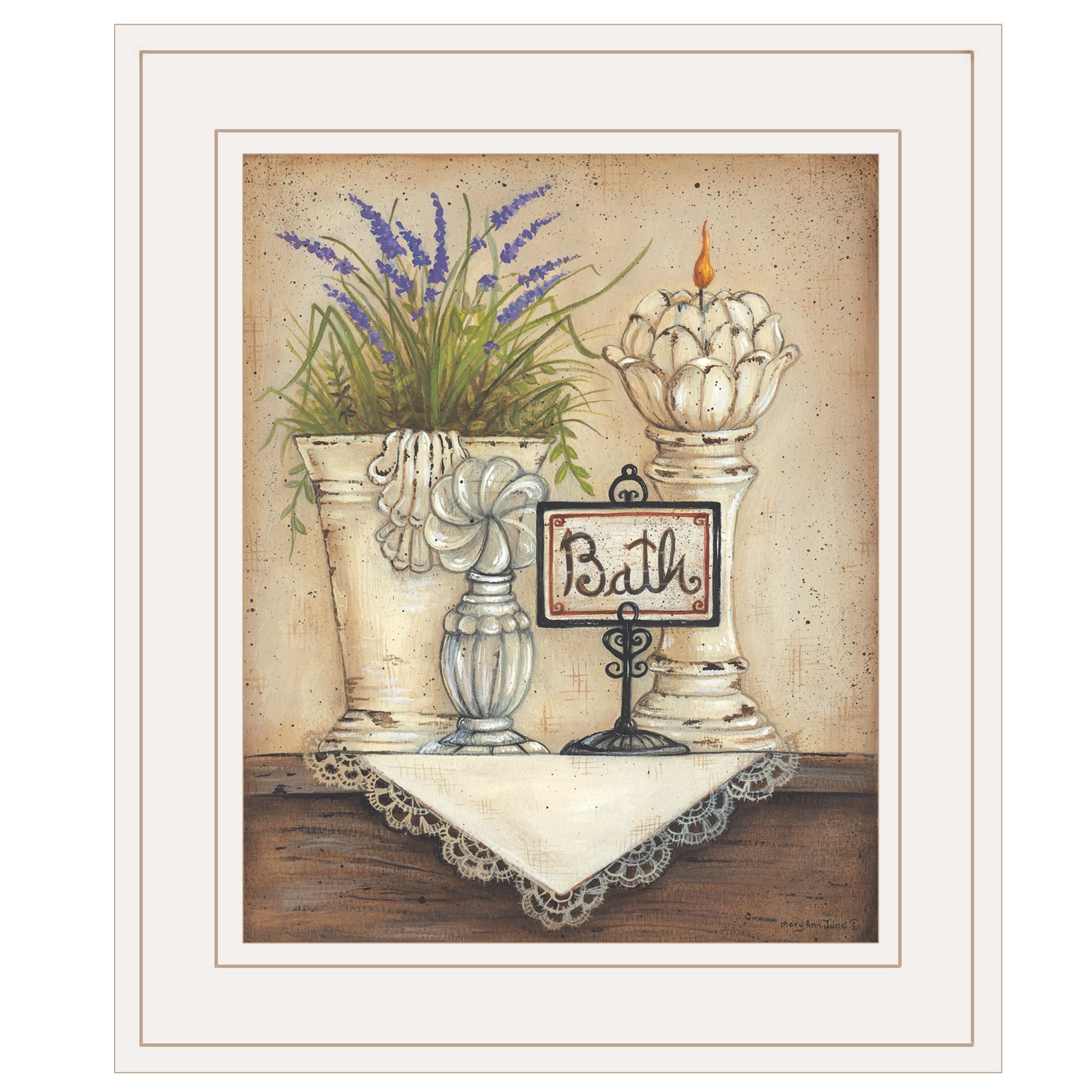 Bath Print 1 White Framed Print Wall Art
