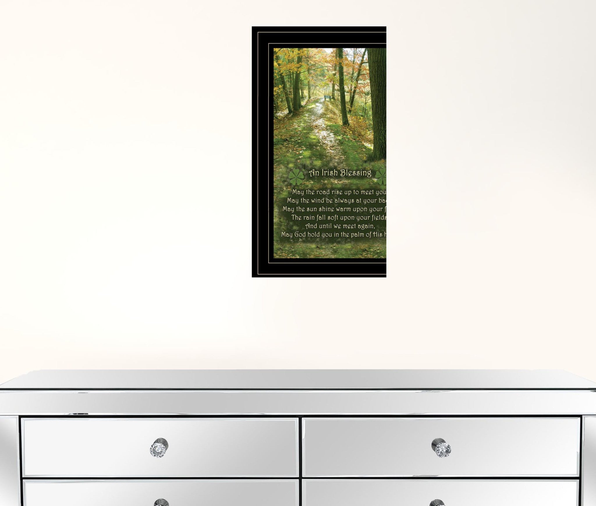 Irish Blessing Green Forest Black Framed Print Wall Art