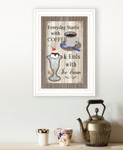 Everyday Starts With Coffee 1 White Framed Print Wall Art