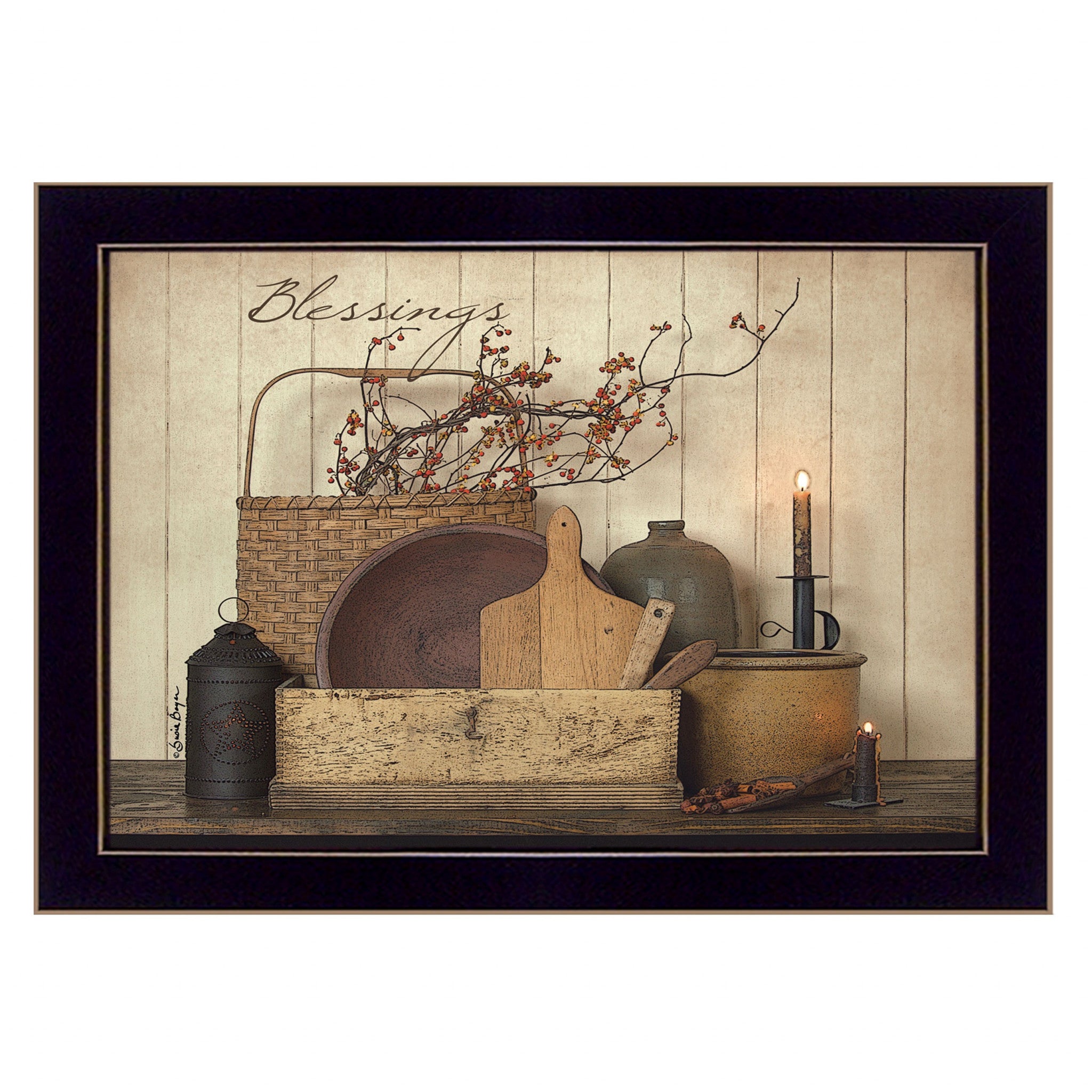 Count Your Blessing 3 Black Framed Print Wall Art