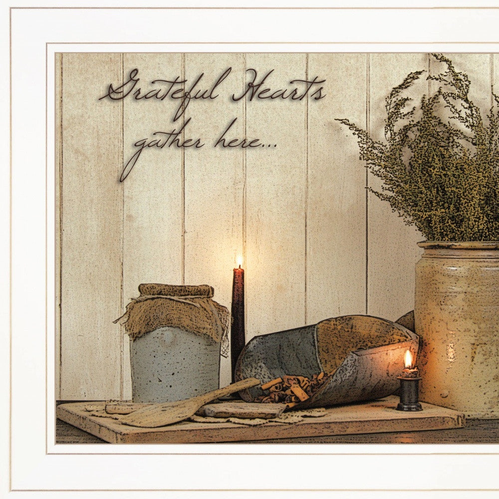 Grateful Hearts 1 White Framed Print Wall Art