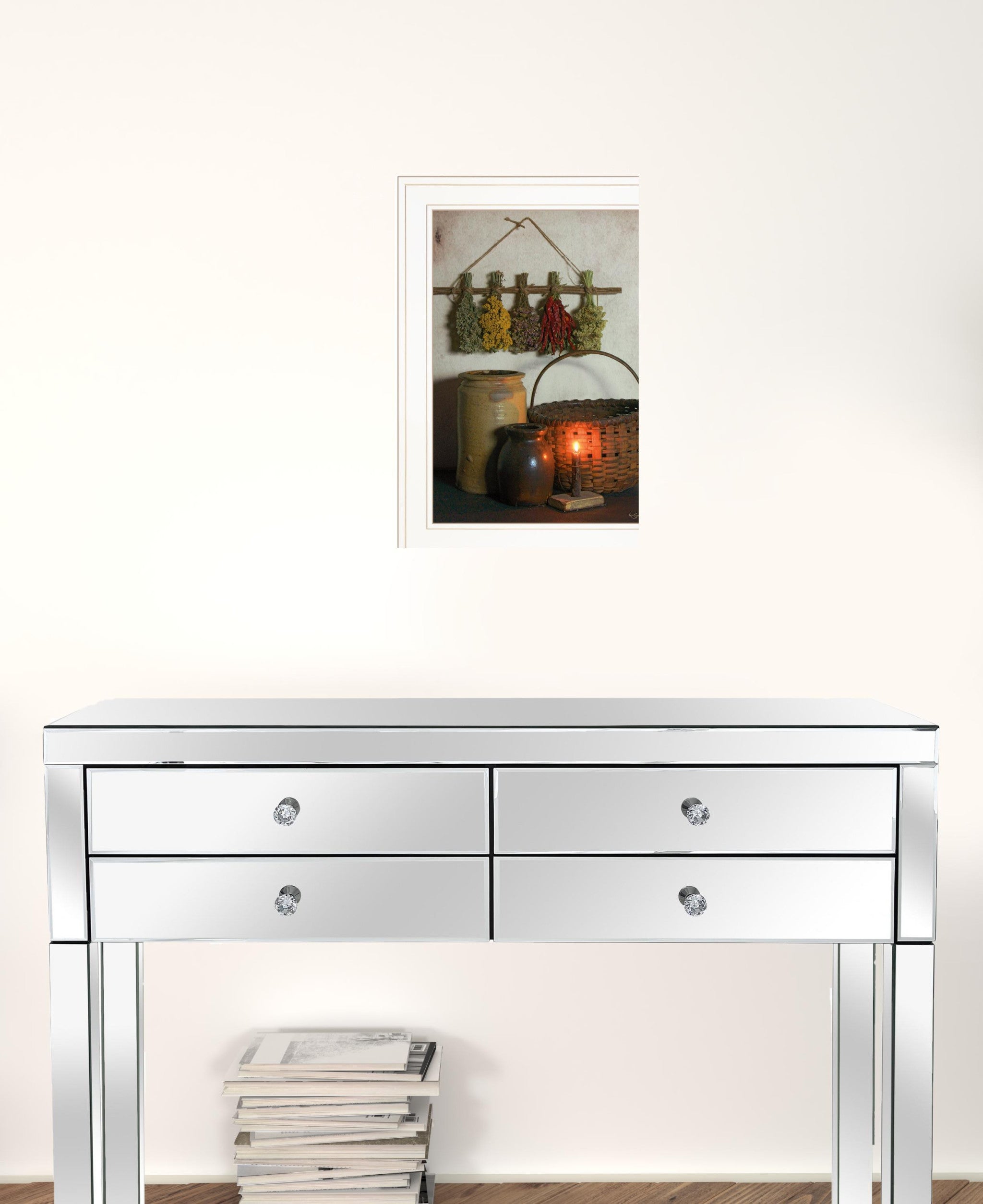 Dried Flower White Framed Print Wall Art