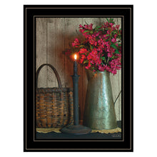 Basket & Blossoms Black Framed Print Wall Art