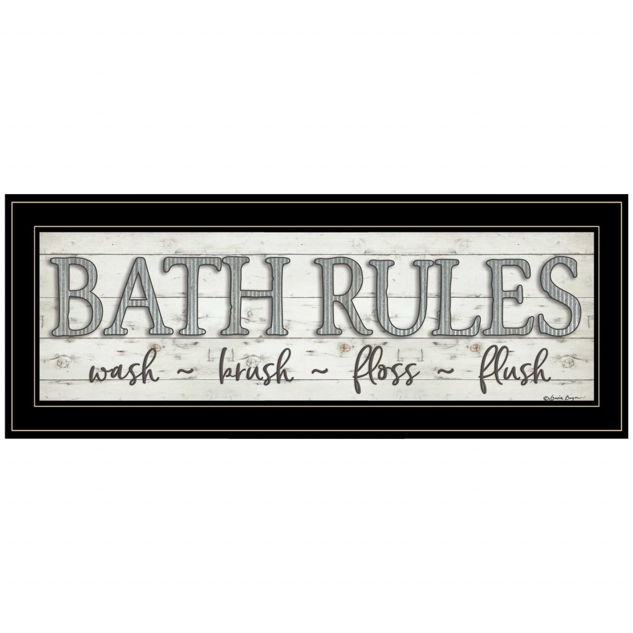 Bath Rules 2 Black Framed Print Wall Art
