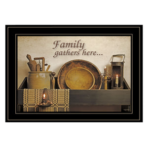 Family Gather Here 3 Black Framed Print Wall Art
