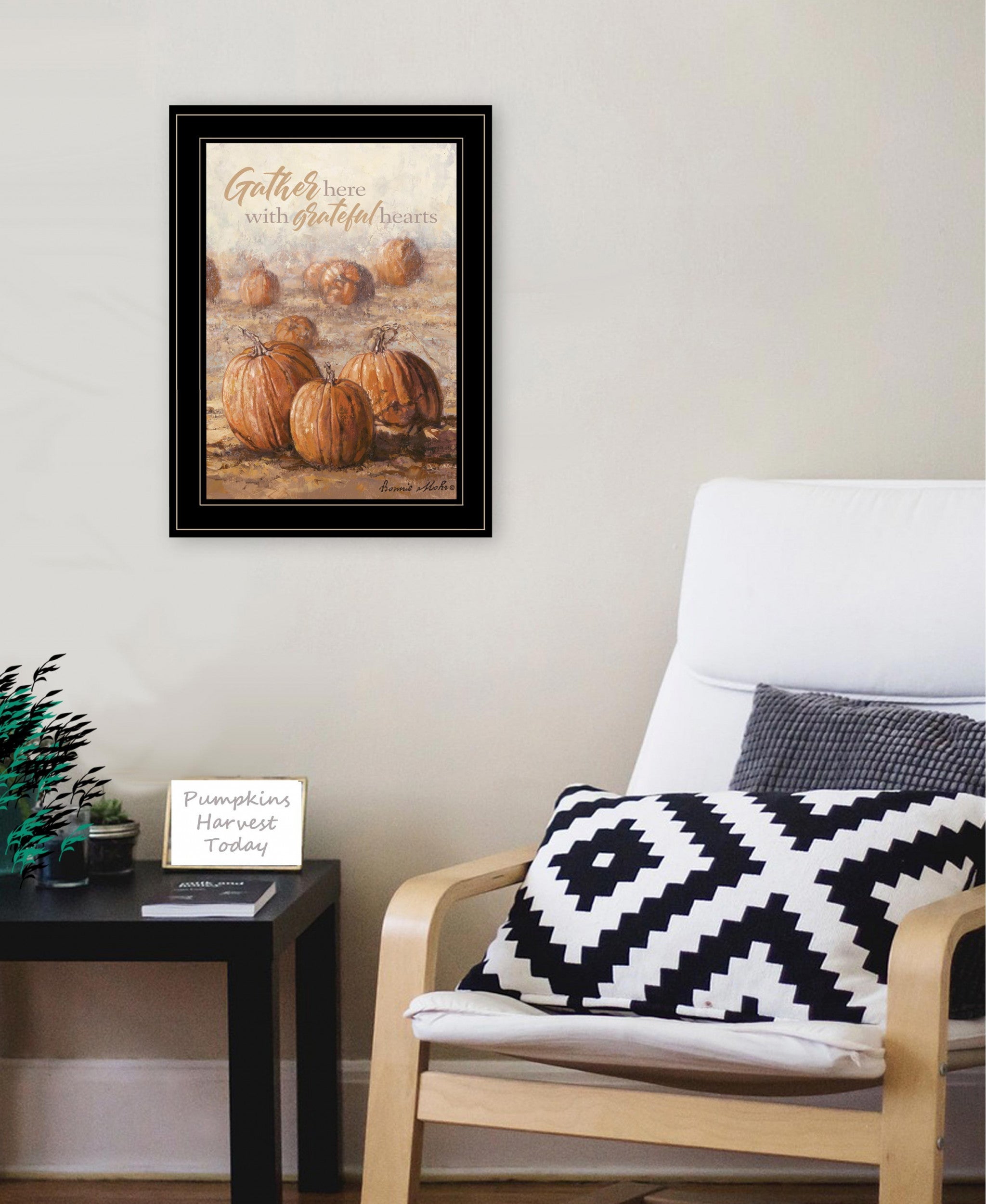 Gather Here With Grateful Hearts 2 Black Framed Print Wall Art