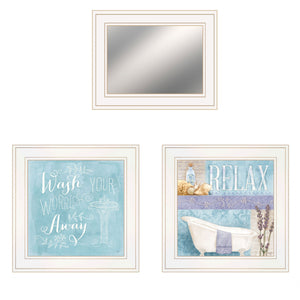 Set Of Three Wash 1 White Framed Print Wall Art