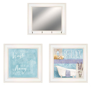 Set Of Three Wash 3 White Framed Print Wall Art