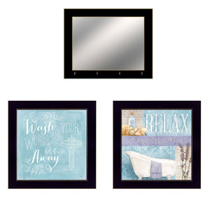 Set Of Three Wash 5 Black Framed Print Wall Art