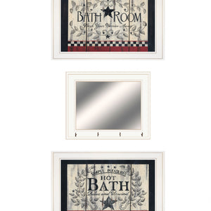 Set Of Three Hot Bath 15 White Framed Print Wall Art