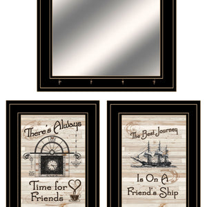 Set Of Three Friendship Journey 7 Black Framed Prints and Mirror with Hooks