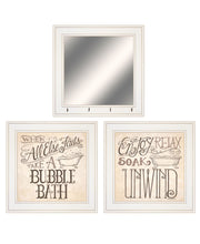 Soak And Unwind 2 White Framed Print Bathroom Wall Art Set Of Three