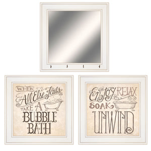 Soak And Unwind 2 White Framed Print Bathroom Wall Art Set Of Three