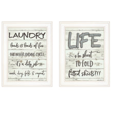 Set Of Two Loads Of Fun 1 White Framed Print Bathroom Wall Art
