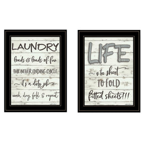Set Of Two Loads Of Fun 2 Black Framed Print Bathroom Wall Art