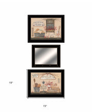 Set Of Three Wash Room Black Two Rim Frame Bathroom Wall Art