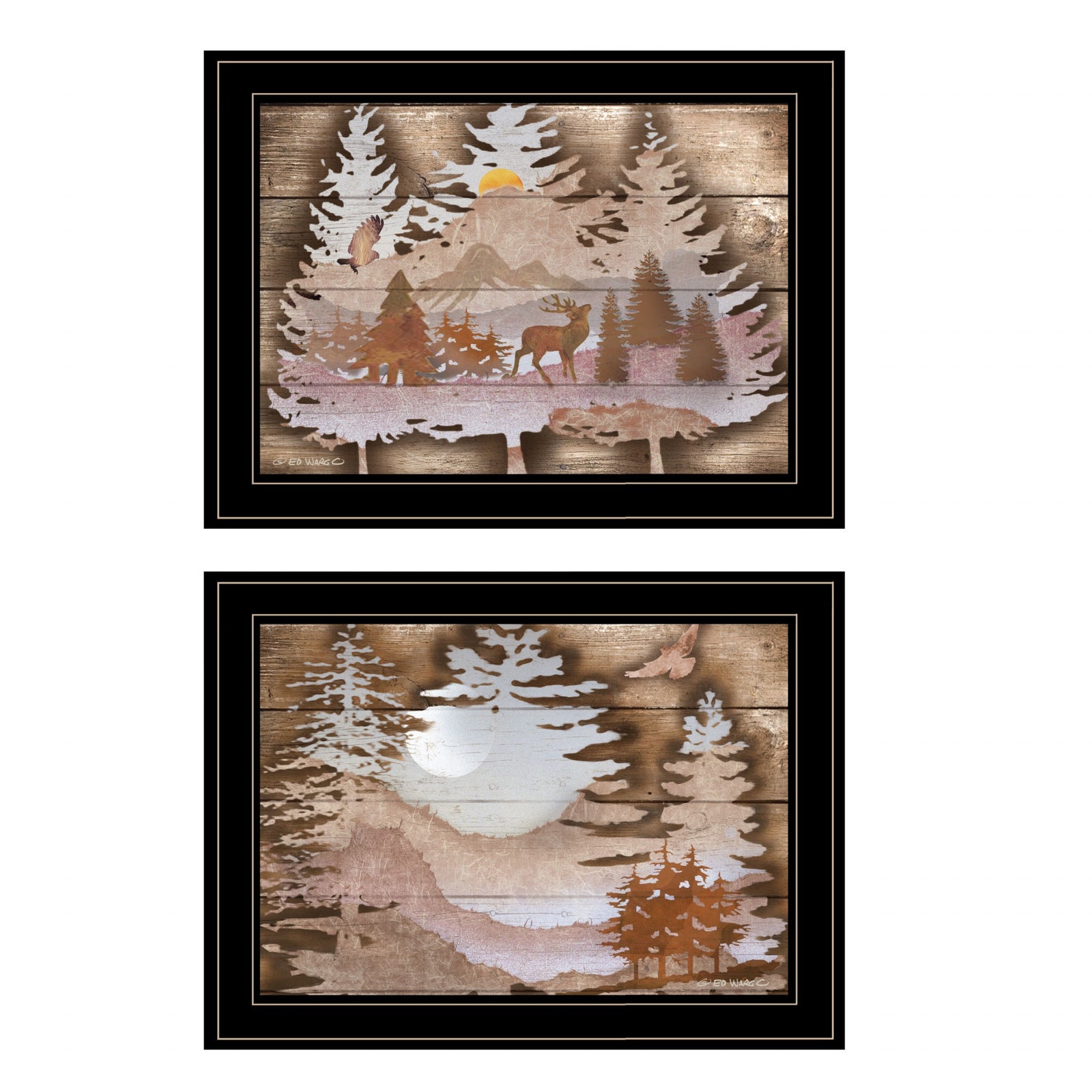 Set Of Two Great Outdoors 2 Black Framed Print Wall Art